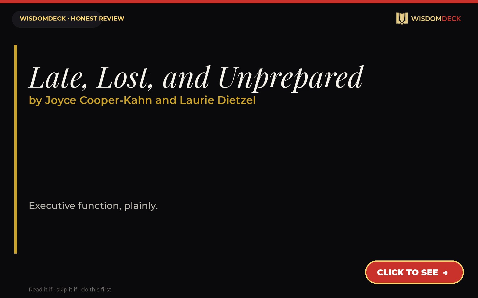 Late, Lost, and Unprepared by Joyce Cooper-Kahn and Laurie Dietzel — WisdomDeck review