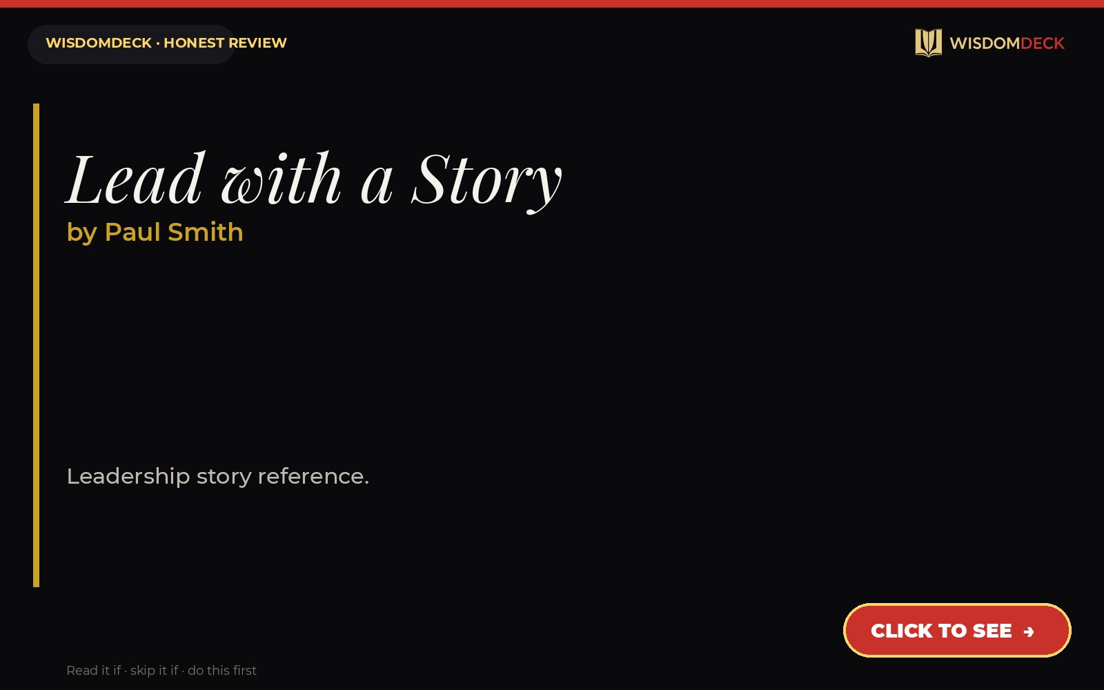 Lead with a Story by Paul Smith — WisdomDeck review