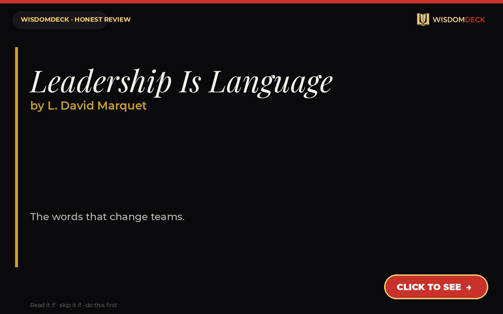Leadership Is Language by L. David Marquet — WisdomDeck review
