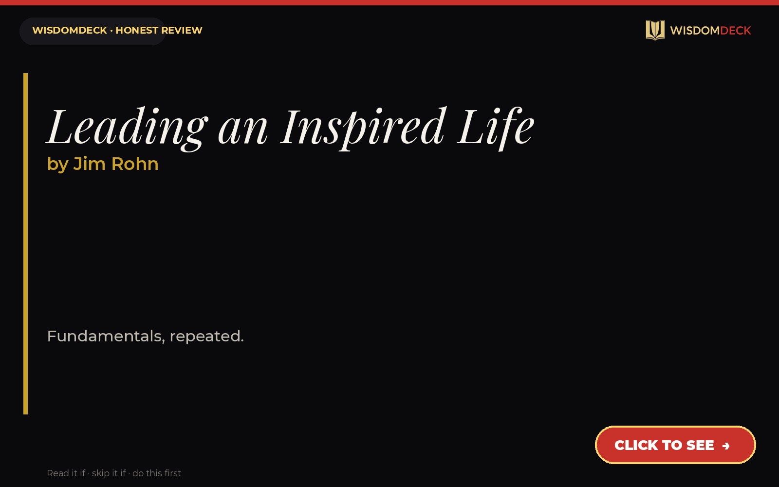 Leading an Inspired Life by Jim Rohn — WisdomDeck review