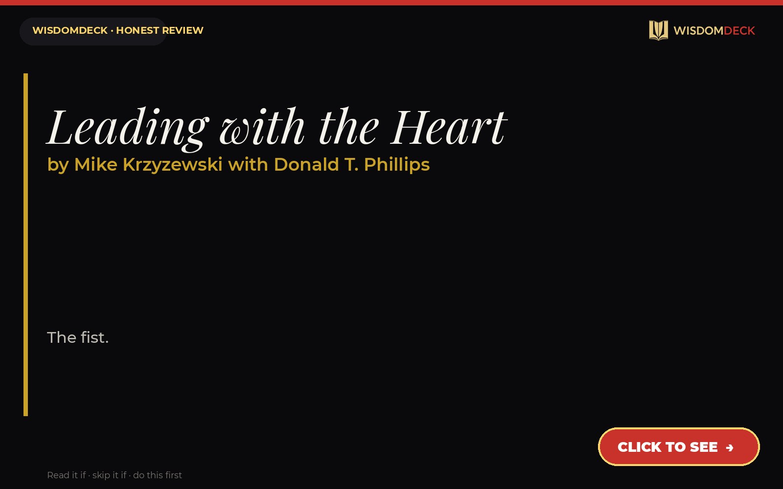 Leading with the Heart by Mike Krzyzewski with Donald T. Phillips — WisdomDeck review
