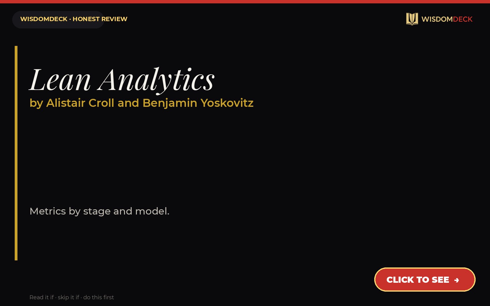 Lean Analytics by Alistair Croll and Benjamin Yoskovitz — WisdomDeck review