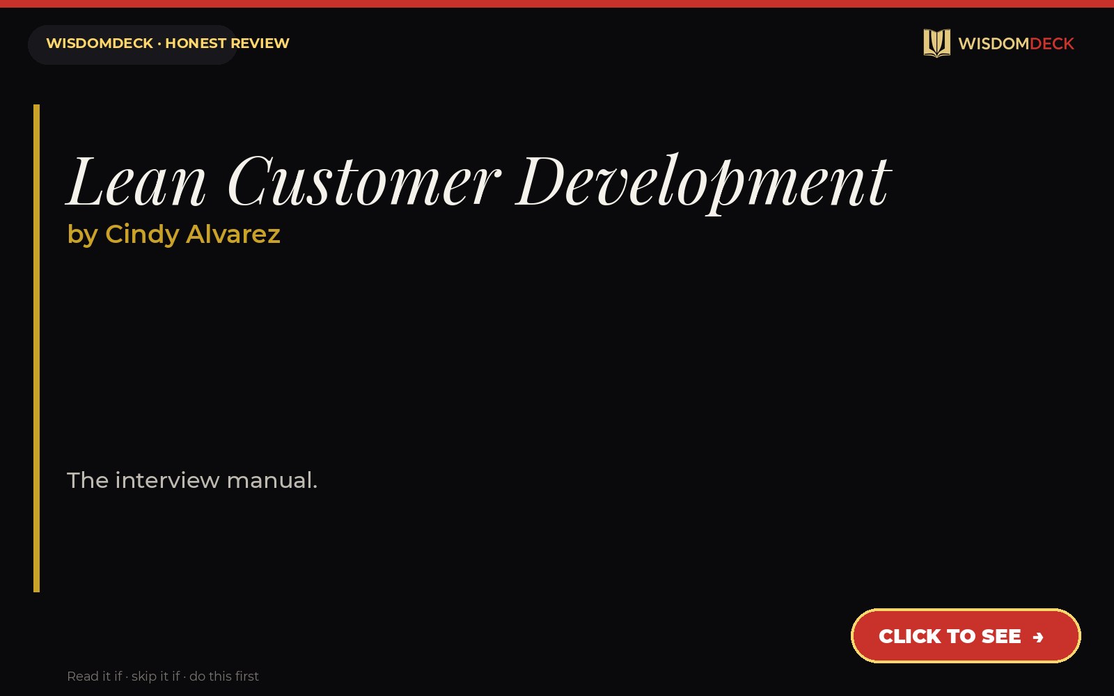 Lean Customer Development by Cindy Alvarez — WisdomDeck honest review