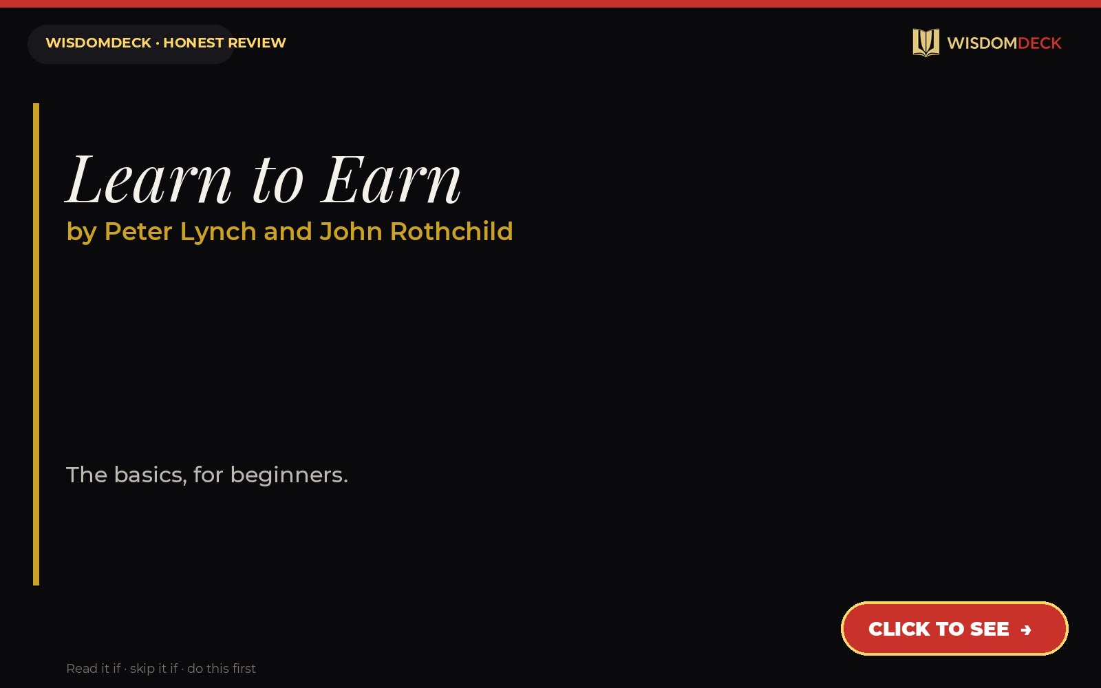 Learn to Earn by Peter Lynch and John Rothchild — WisdomDeck review