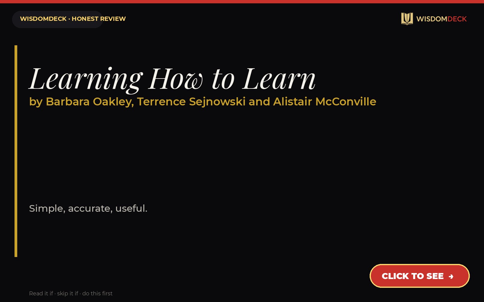 Learning How to Learn by Barbara Oakley, Terrence Sejnowski and Alistair McConville — WisdomDeck review