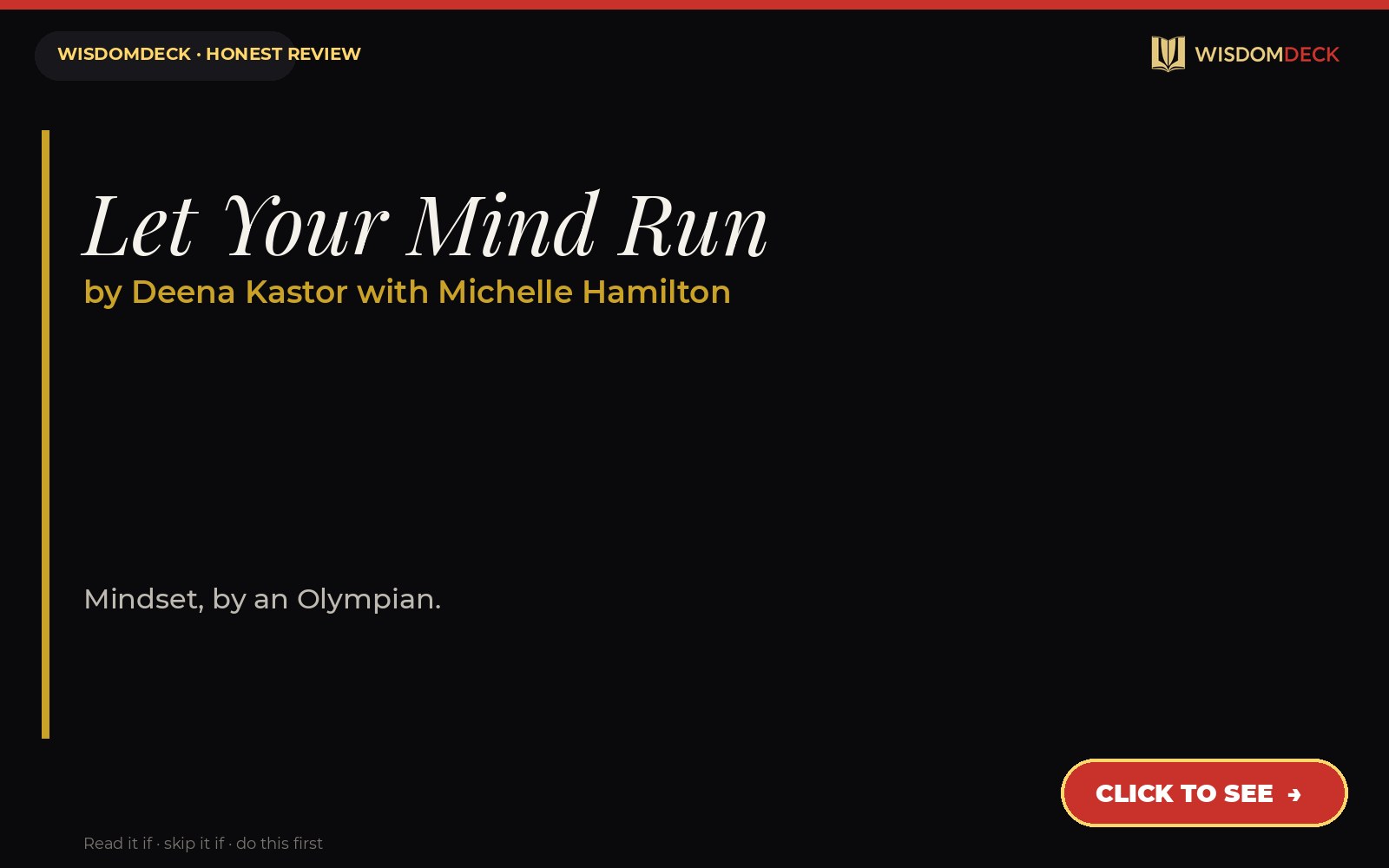 Let Your Mind Run by Deena Kastor with Michelle Hamilton — WisdomDeck honest review