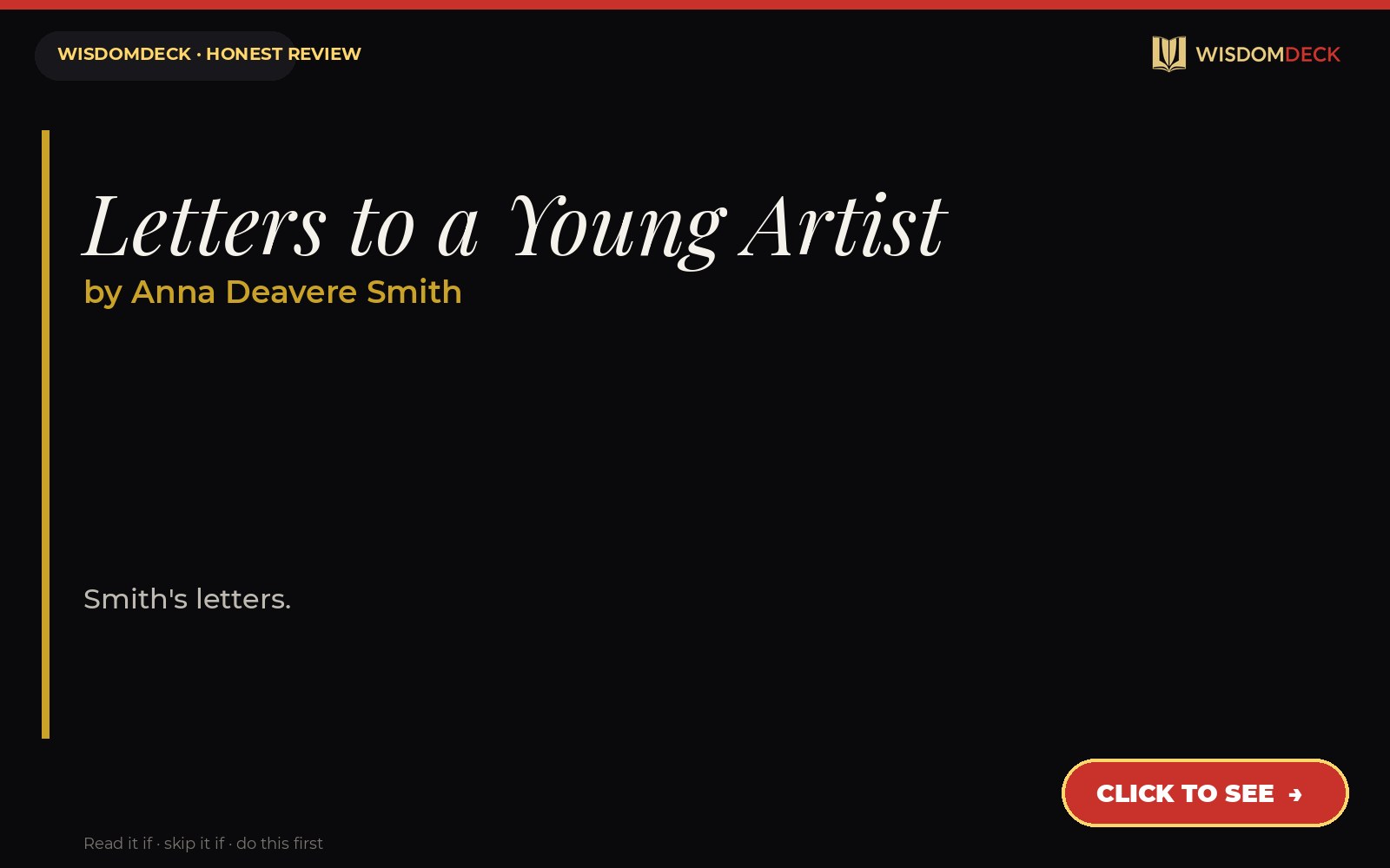 Letters to a Young Artist by Anna Deavere Smith — WisdomDeck review