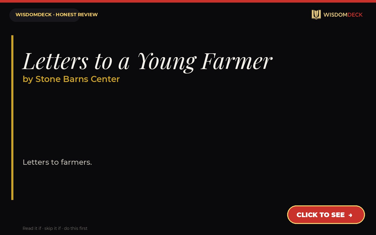 Letters to a Young Farmer by Stone Barns Center — WisdomDeck review