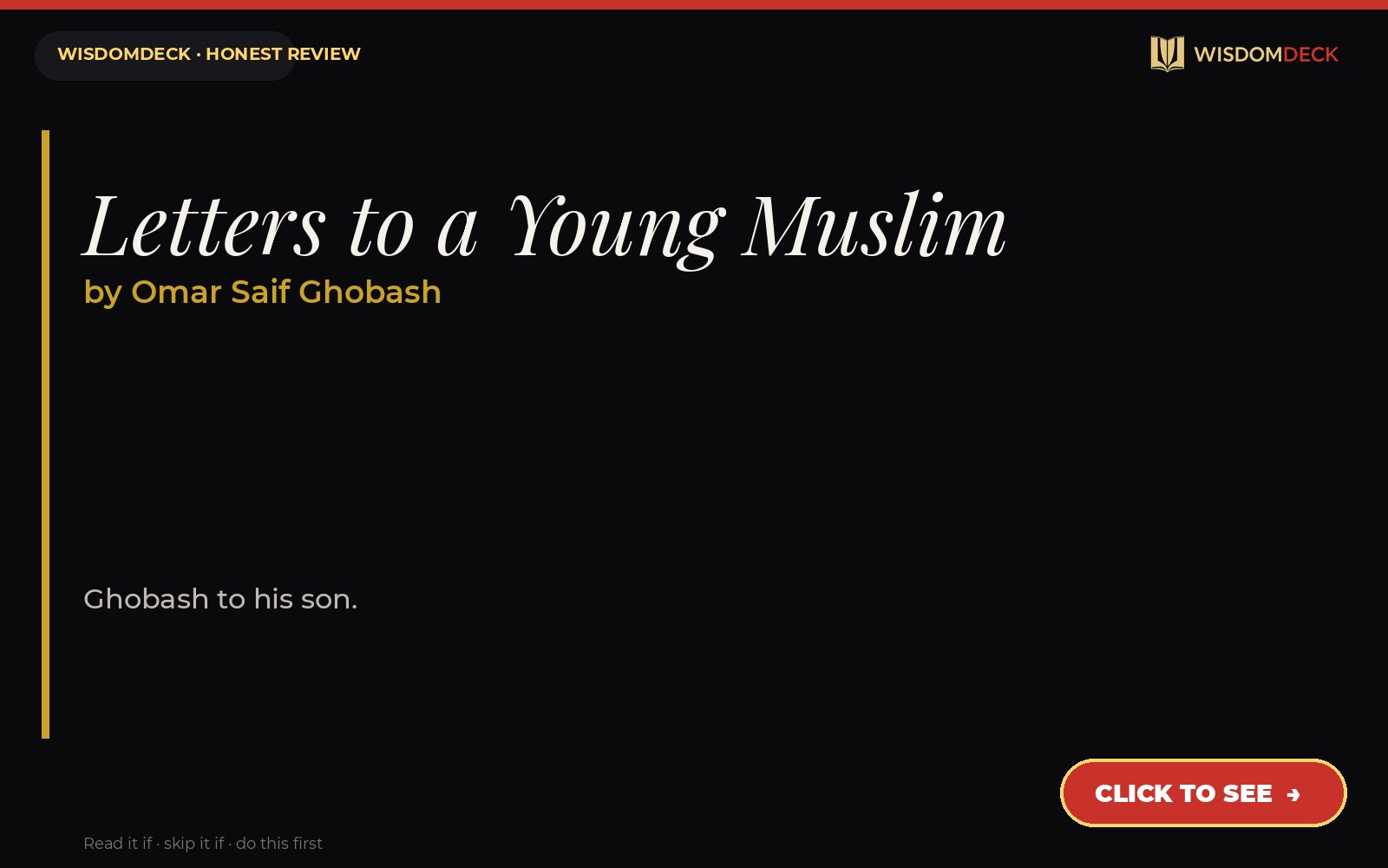 Letters to a Young Muslim by Omar Saif Ghobash — WisdomDeck review