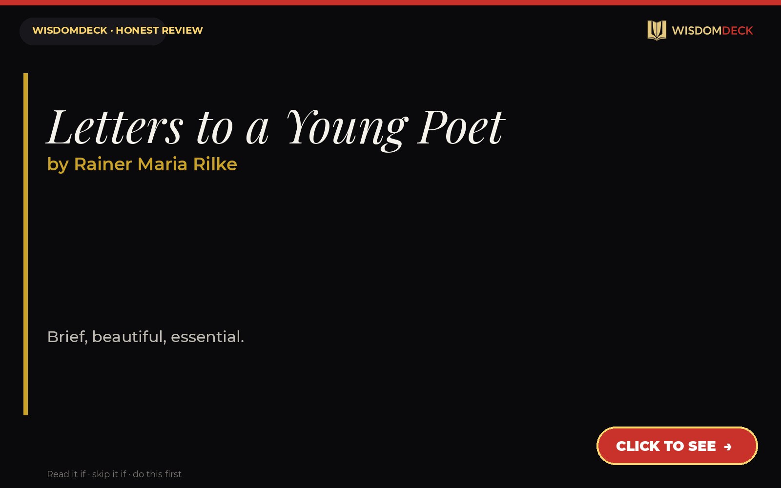 Letters to a Young Poet by Rainer Maria Rilke — WisdomDeck review