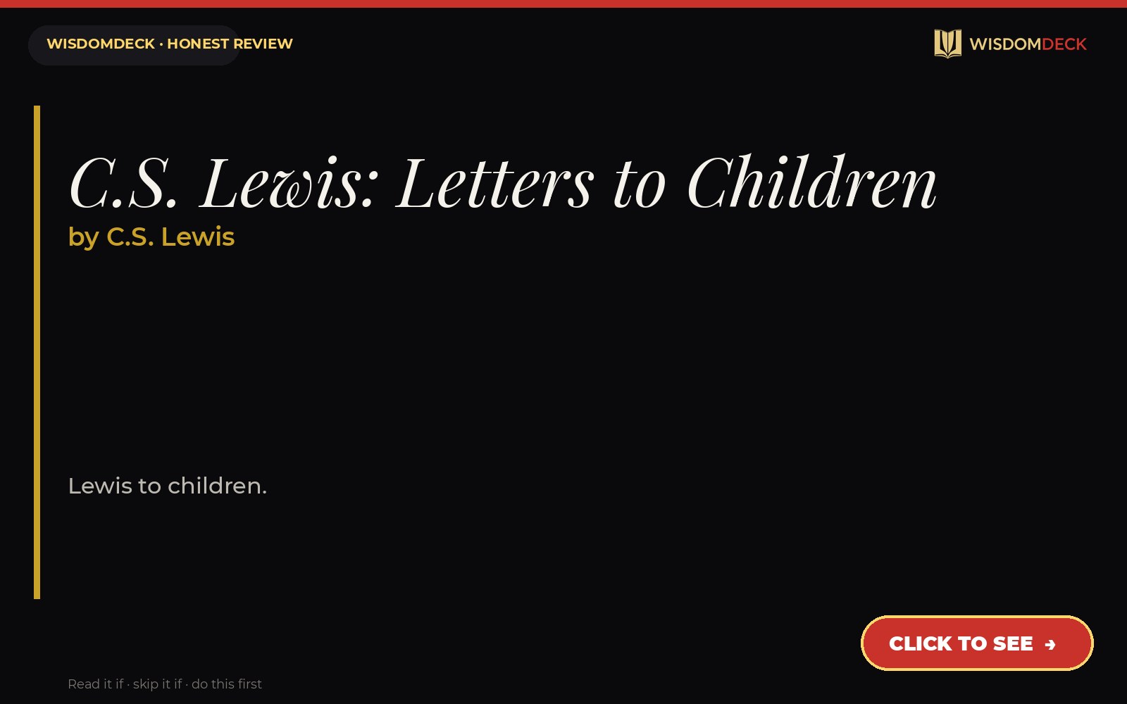 C.S. Lewis: Letters to Children by C.S. Lewis — WisdomDeck review