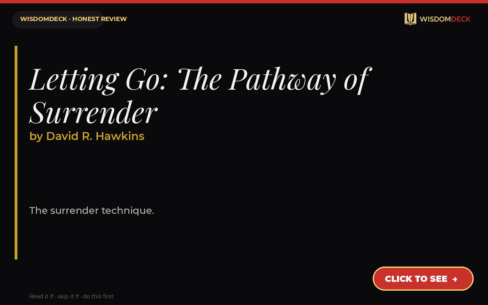 Letting Go: The Pathway of Surrender by David R. Hawkins — WisdomDeck review