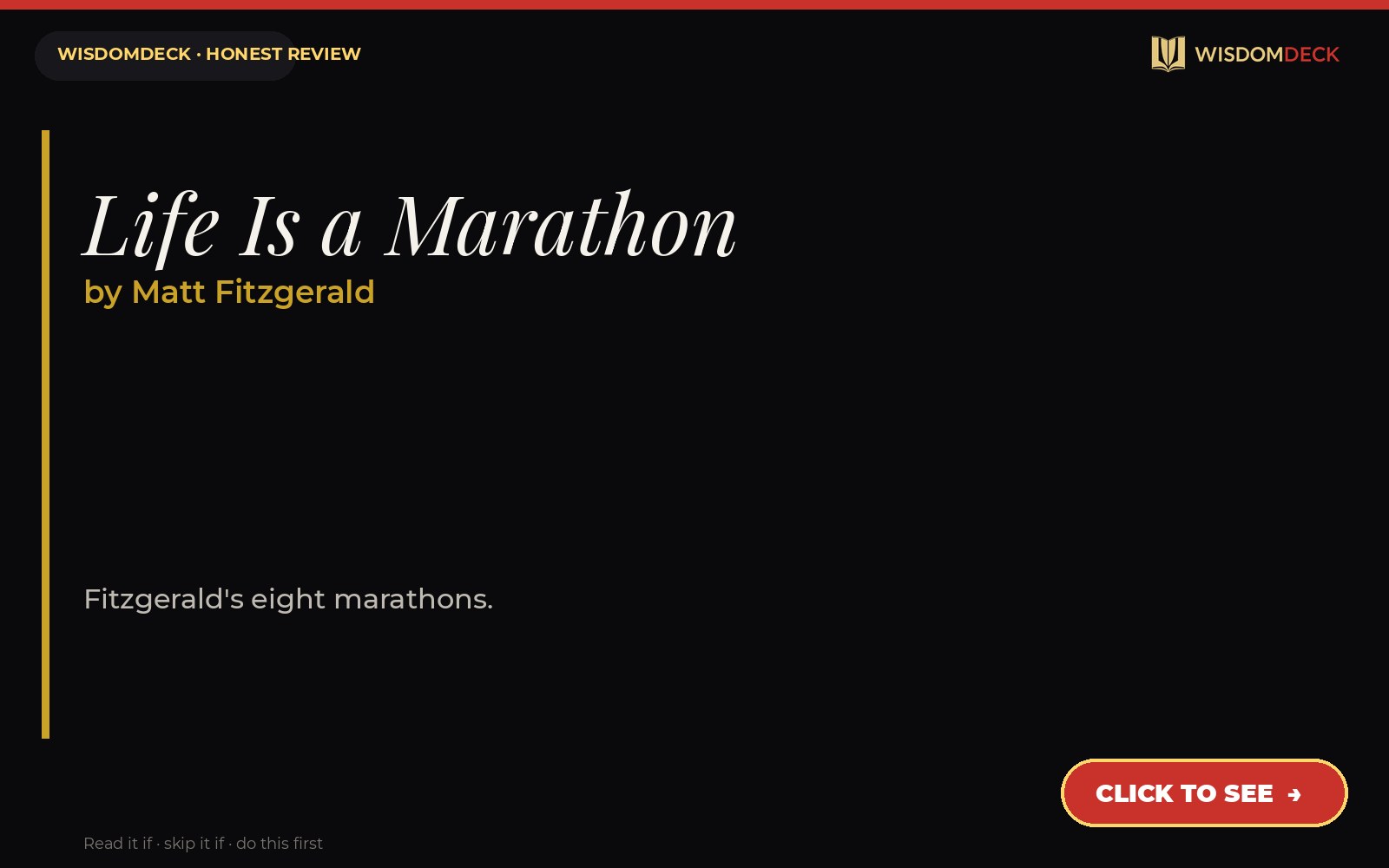 Life Is a Marathon by Matt Fitzgerald — WisdomDeck review