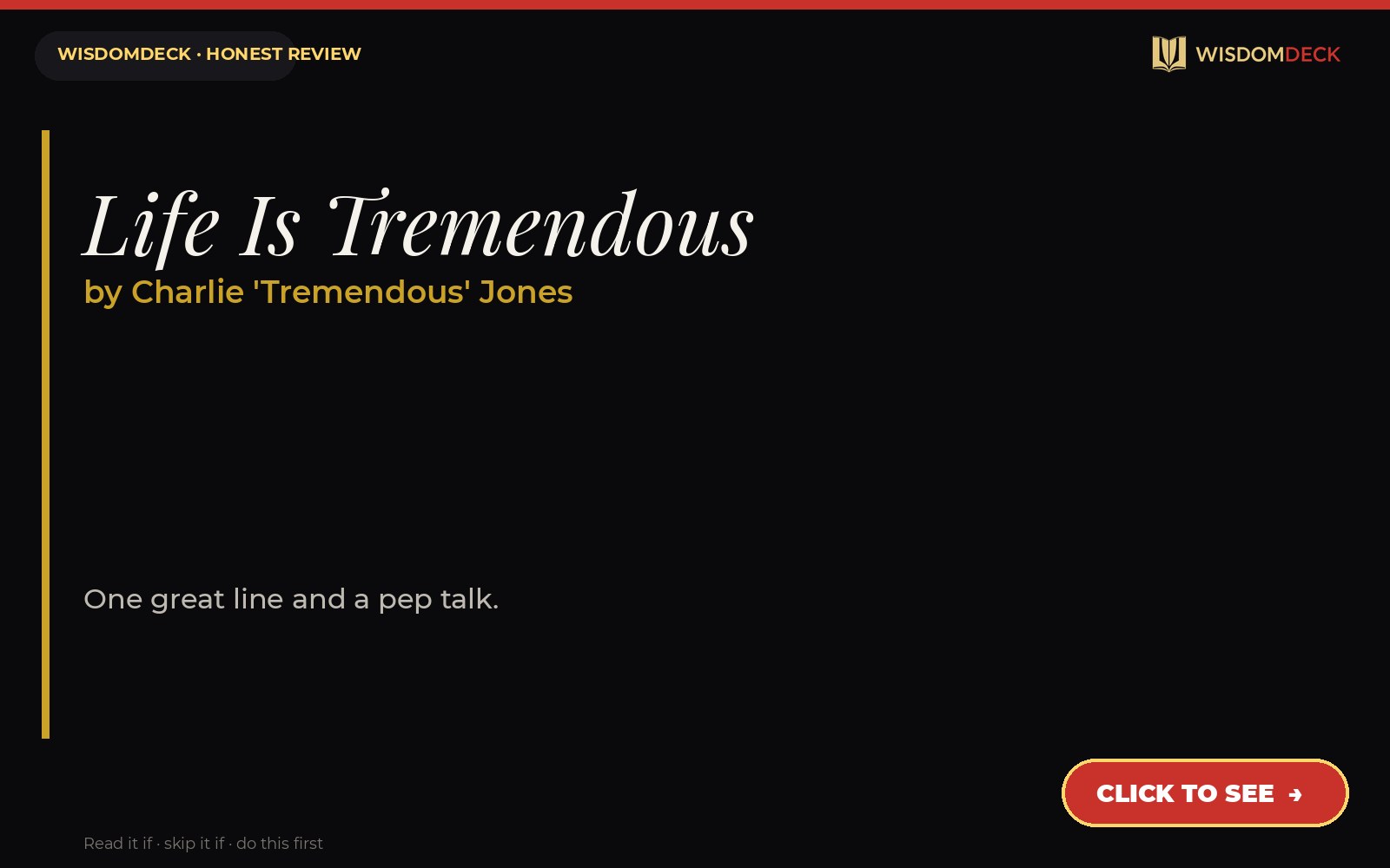 Life Is Tremendous by Charlie 'Tremendous' Jones — WisdomDeck review