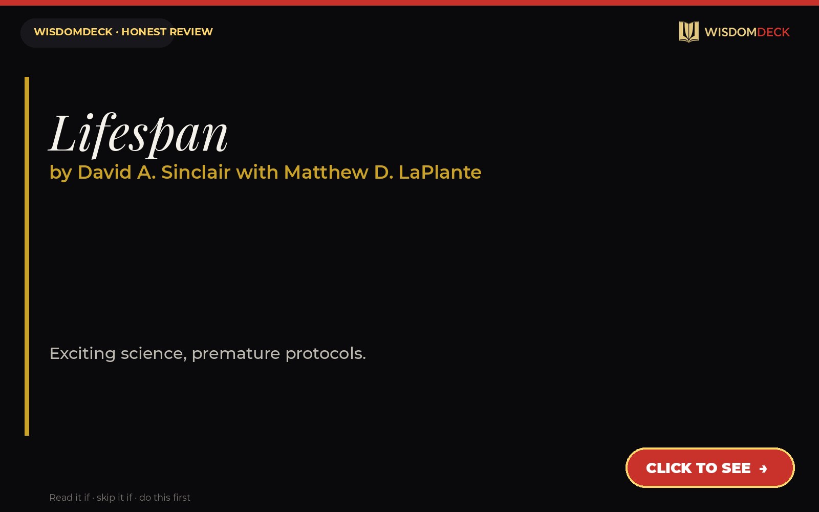 Lifespan by David A. Sinclair with Matthew D. LaPlante — WisdomDeck review