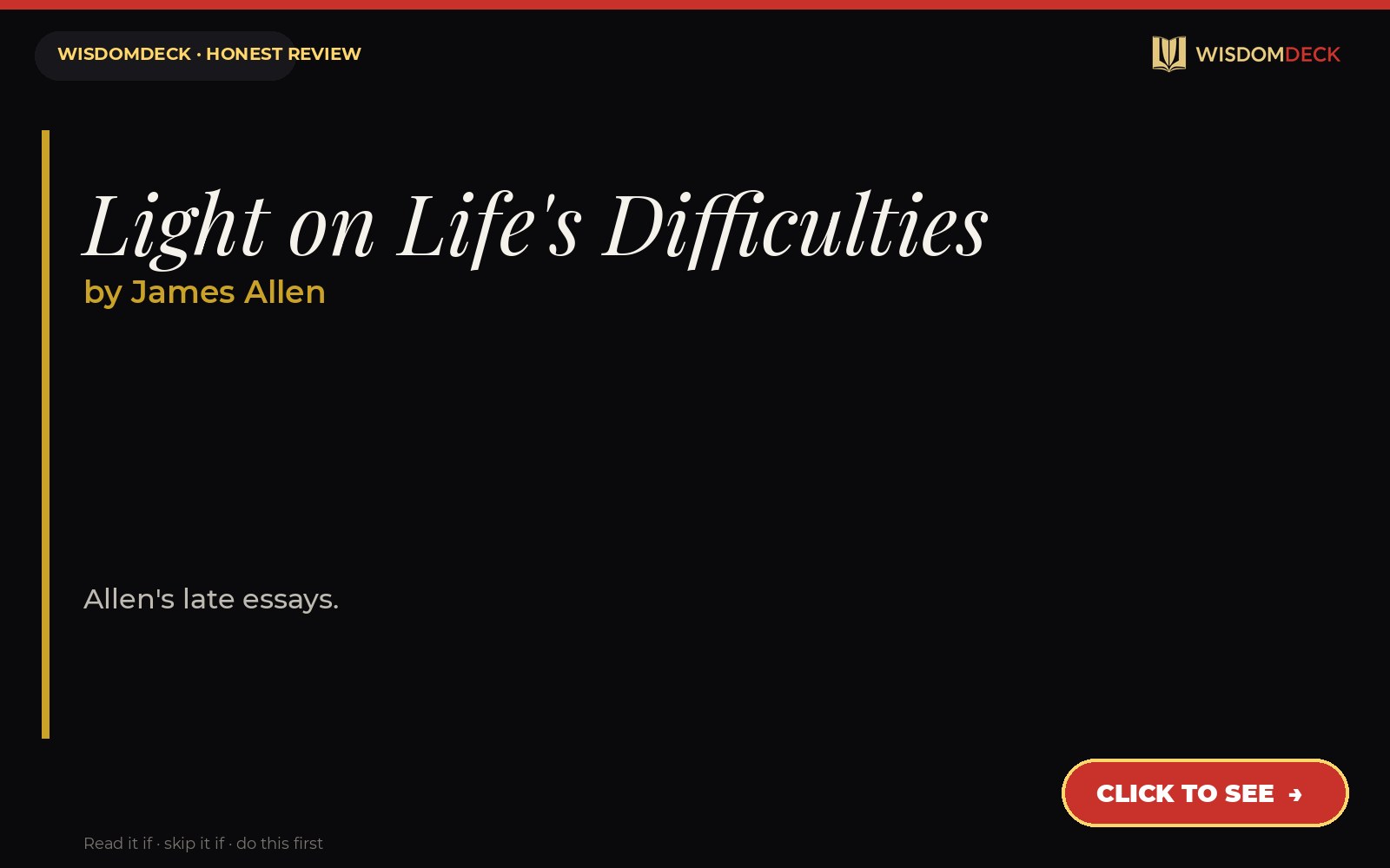 Light on Life's Difficulties by James Allen — WisdomDeck review