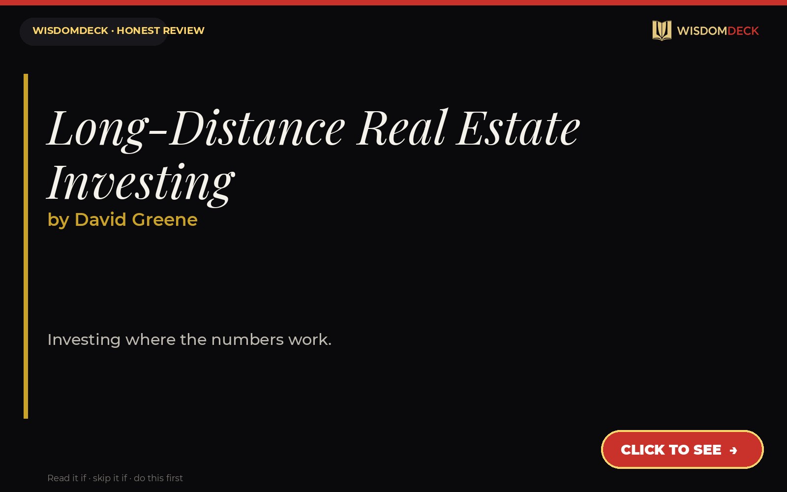 Long-Distance Real Estate Investing by David Greene — WisdomDeck review