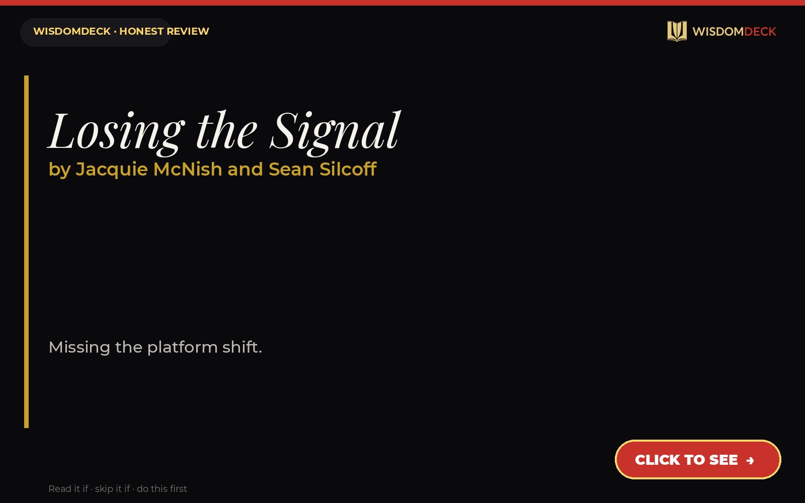 Losing the Signal by Jacquie McNish and Sean Silcoff — WisdomDeck review