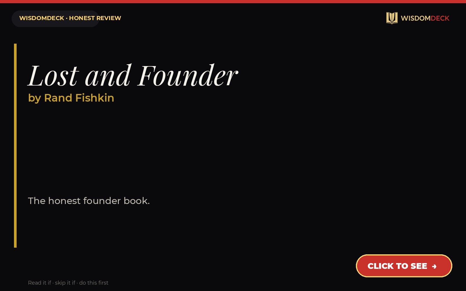Lost and Founder by Rand Fishkin — WisdomDeck review