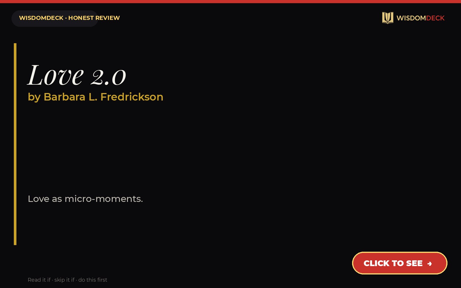 Love 2.0 by Barbara L. Fredrickson — WisdomDeck honest review