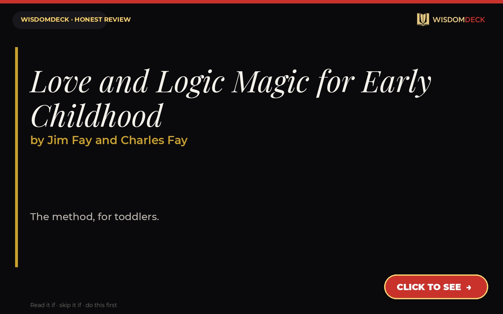 Love and Logic Magic for Early Childhood by Jim Fay and Charles Fay — WisdomDeck review