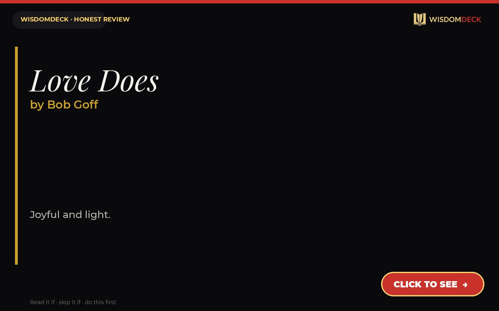 Love Does by Bob Goff — WisdomDeck review