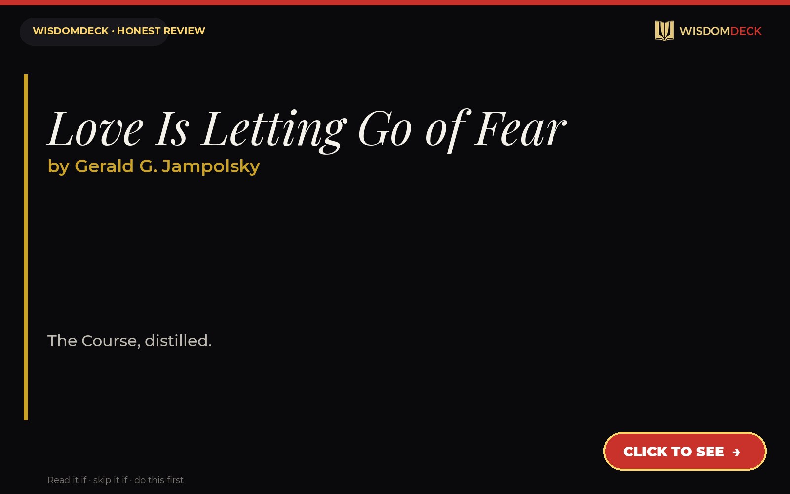 Love Is Letting Go of Fear by Gerald G. Jampolsky — WisdomDeck review