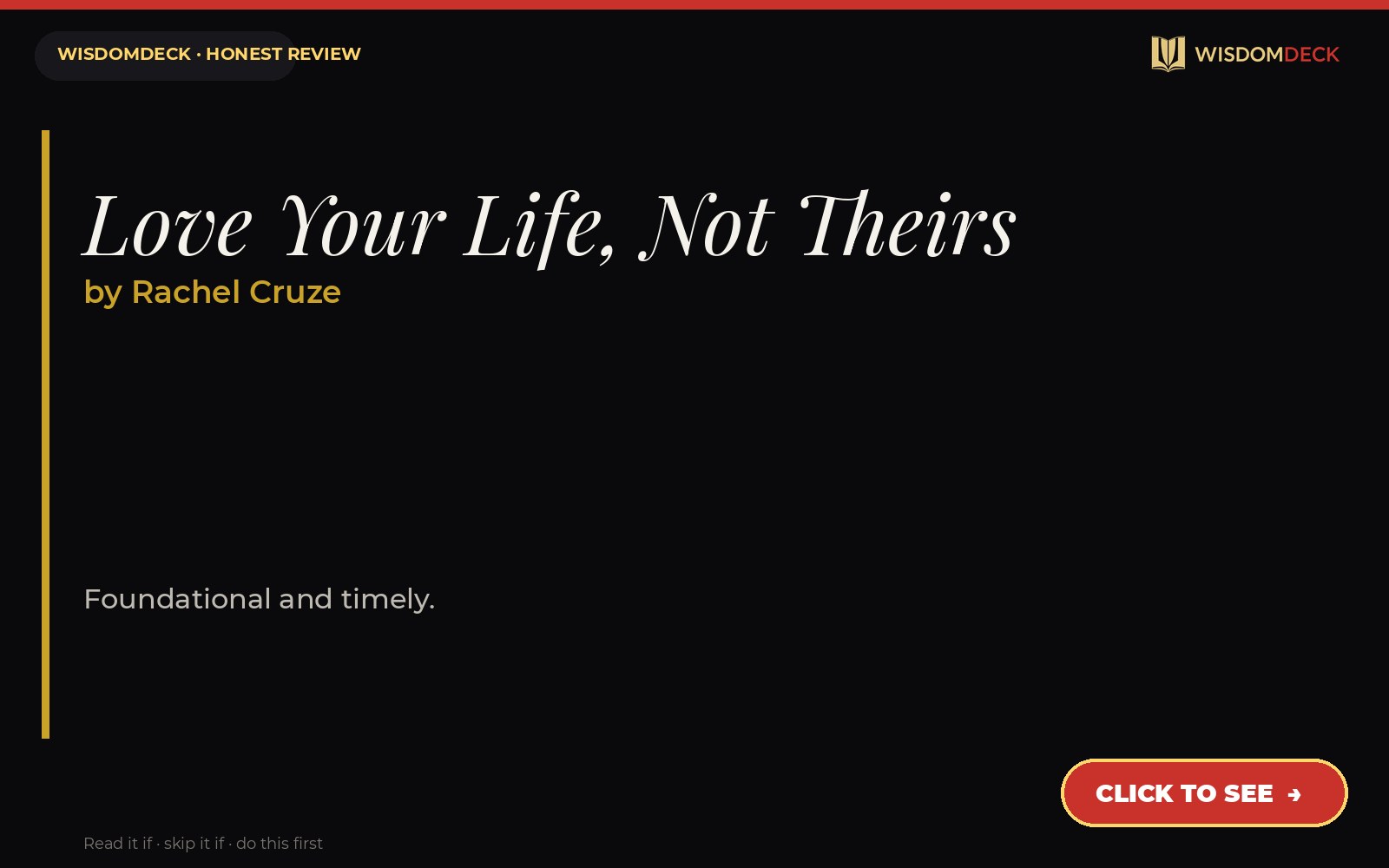 Love Your Life, Not Theirs by Rachel Cruze — WisdomDeck review