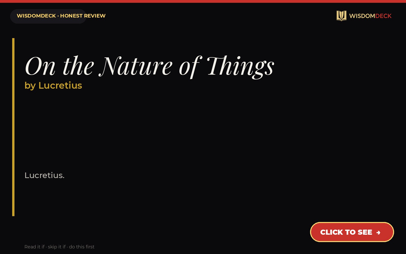 On the Nature of Things by Lucretius — WisdomDeck review