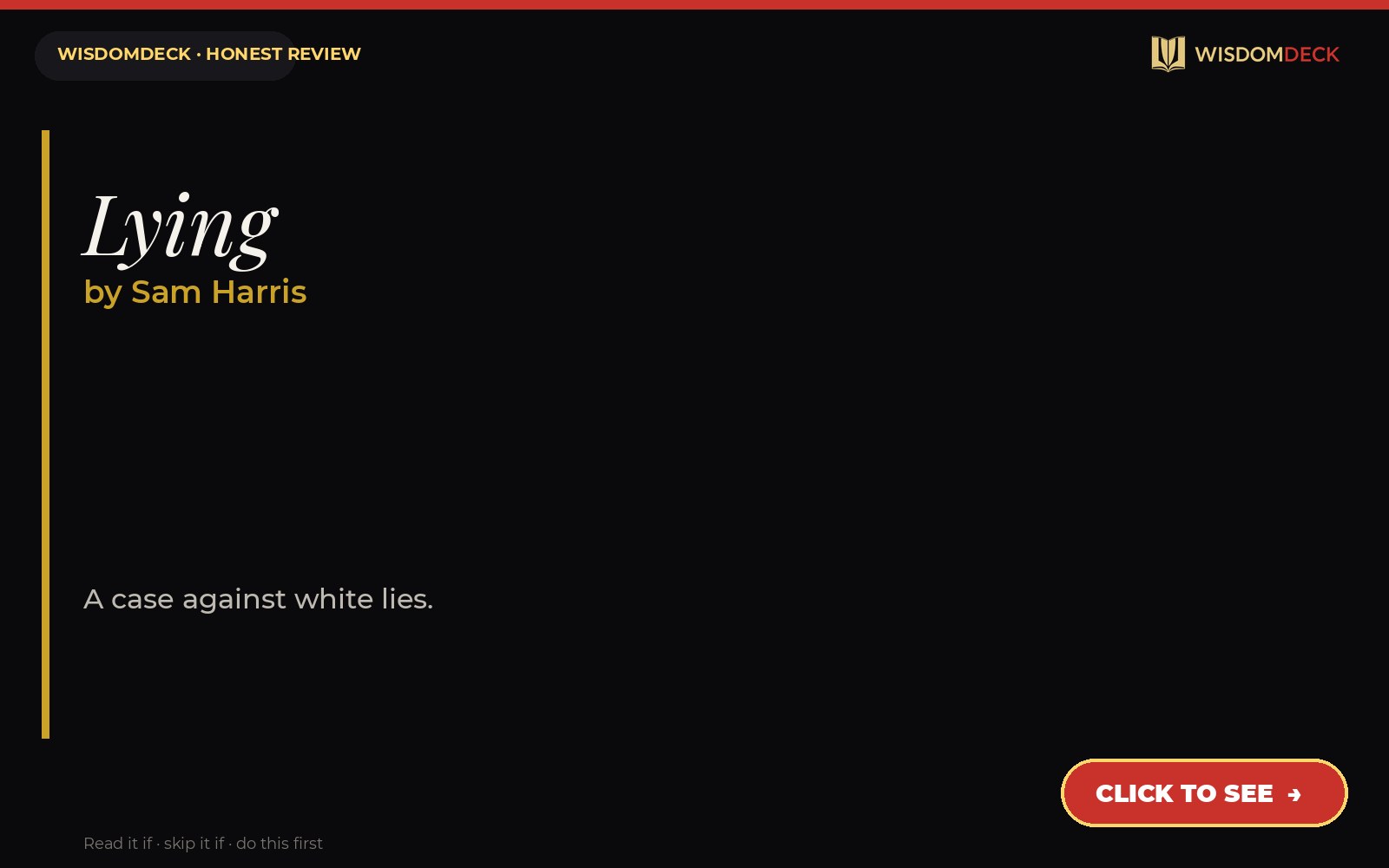 Lying by Sam Harris — WisdomDeck review