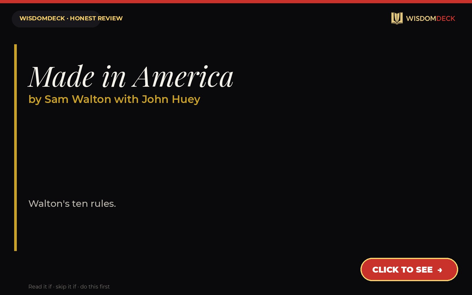 Made in America by Sam Walton with John Huey — WisdomDeck review