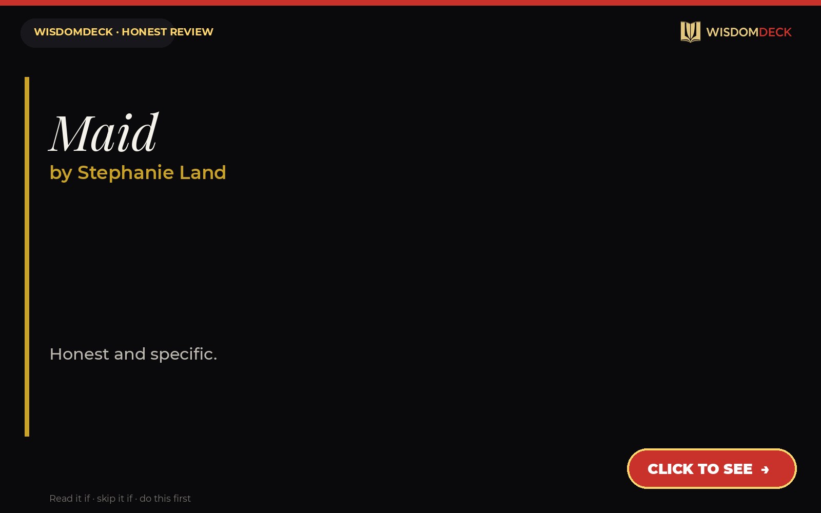 Maid by Stephanie Land — WisdomDeck review