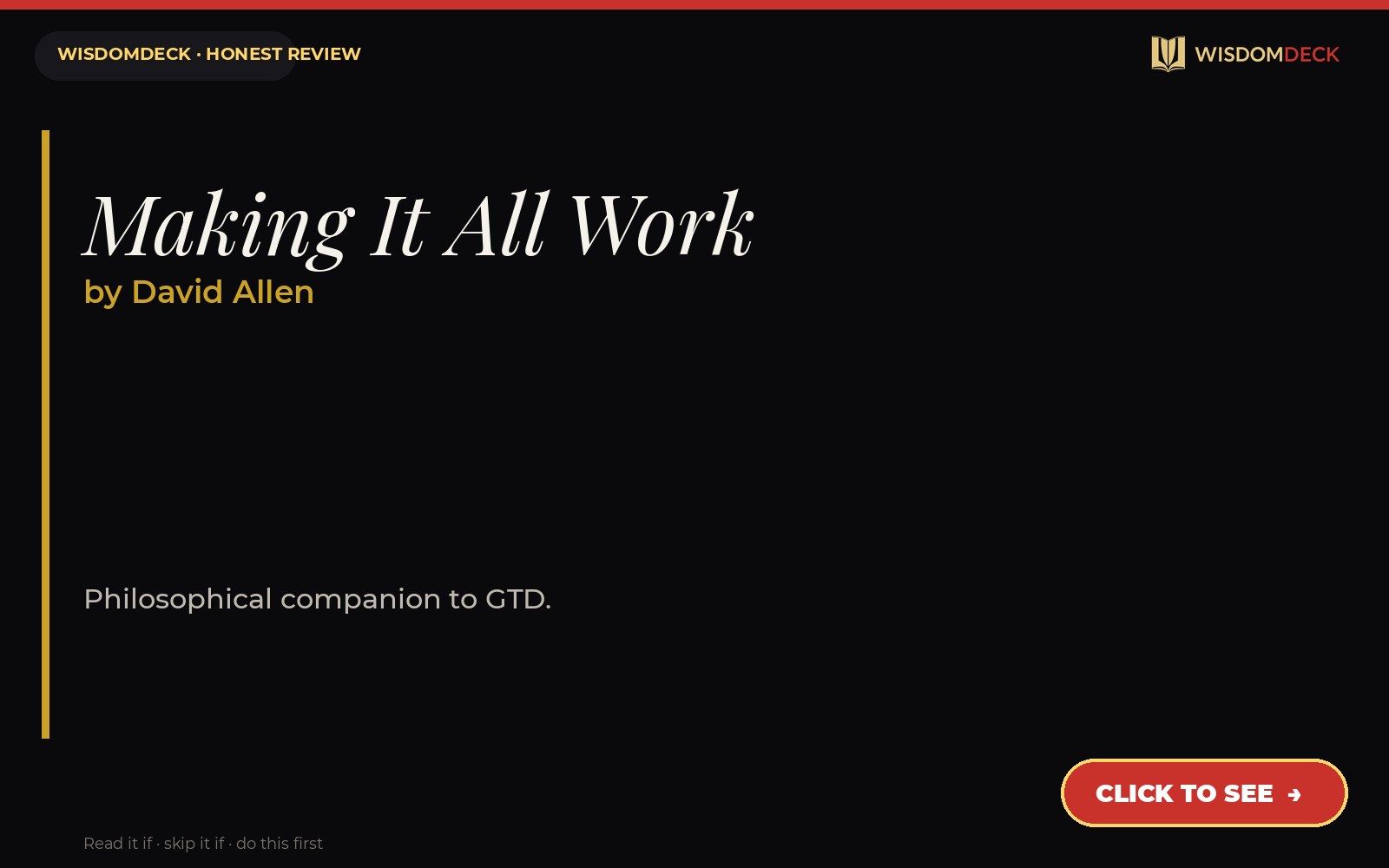Making It All Work by David Allen — WisdomDeck review