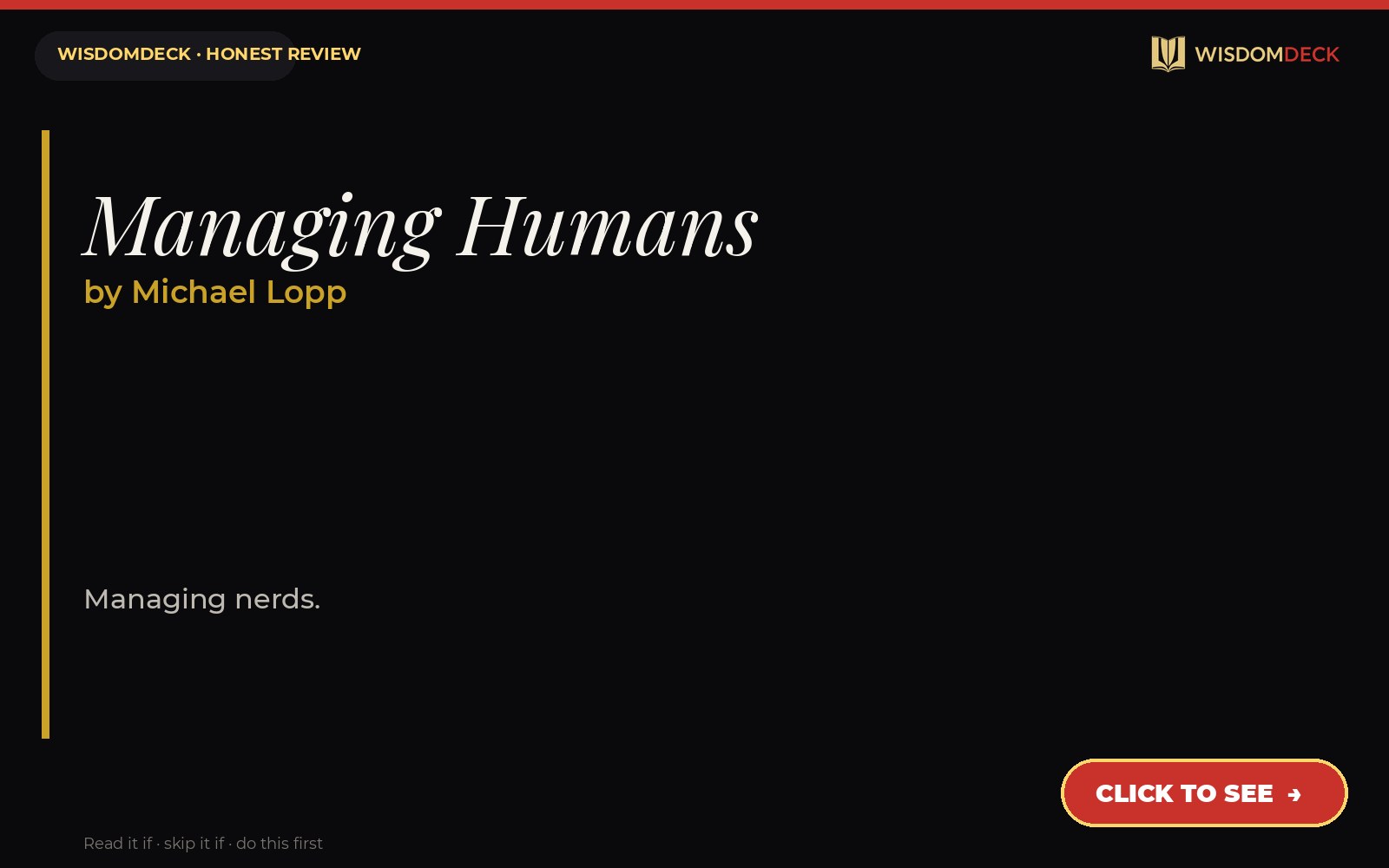Managing Humans by Michael Lopp — WisdomDeck review