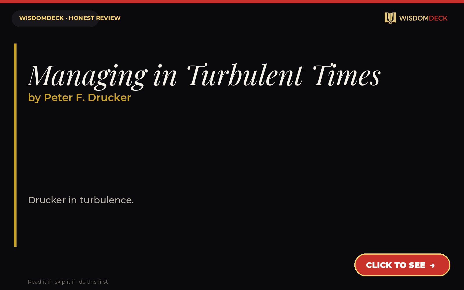 Managing in Turbulent Times by Peter F. Drucker — WisdomDeck review