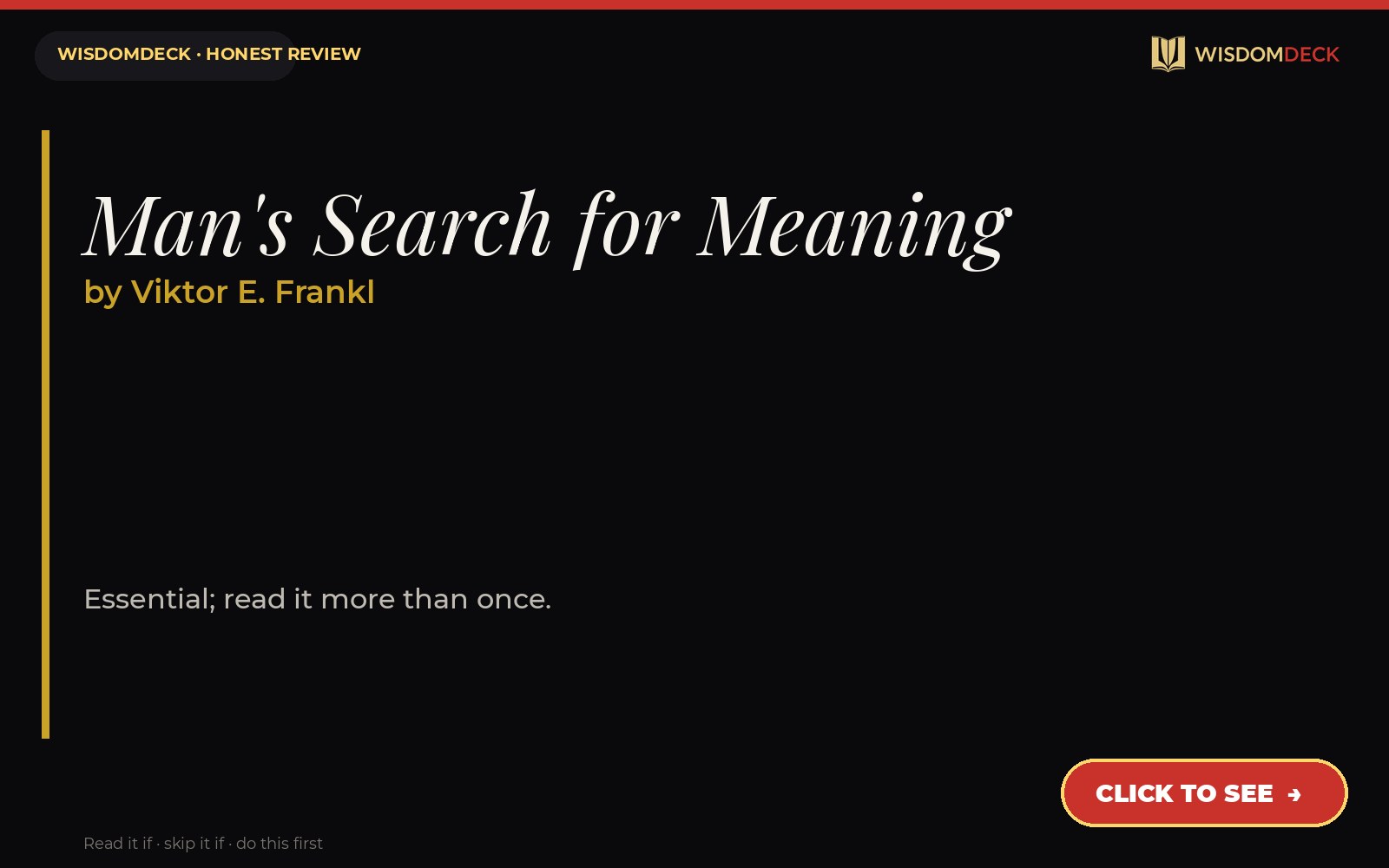 Man's Search for Meaning by Viktor E. Frankl — WisdomDeck review