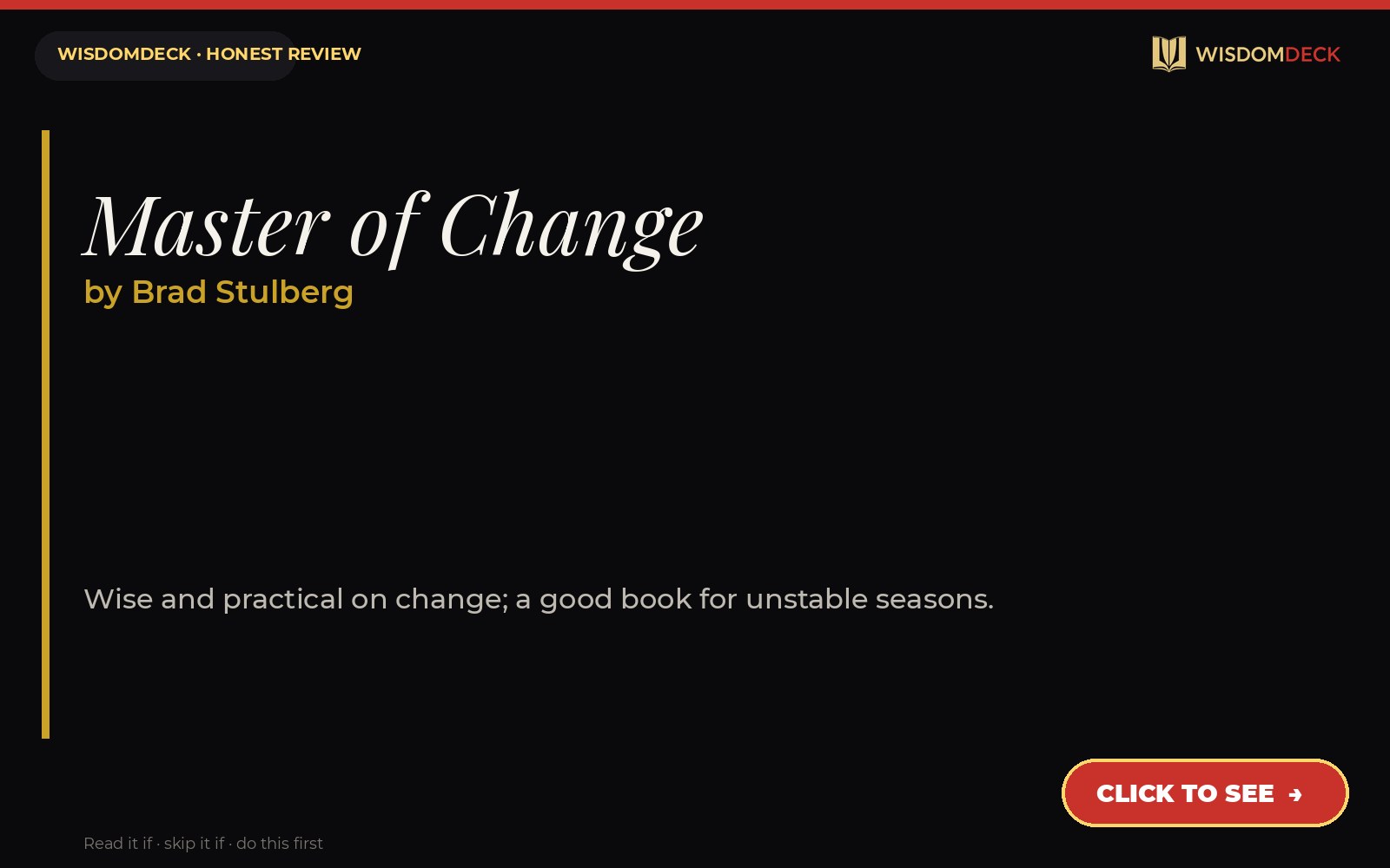 Master of Change by Brad Stulberg — WisdomDeck review