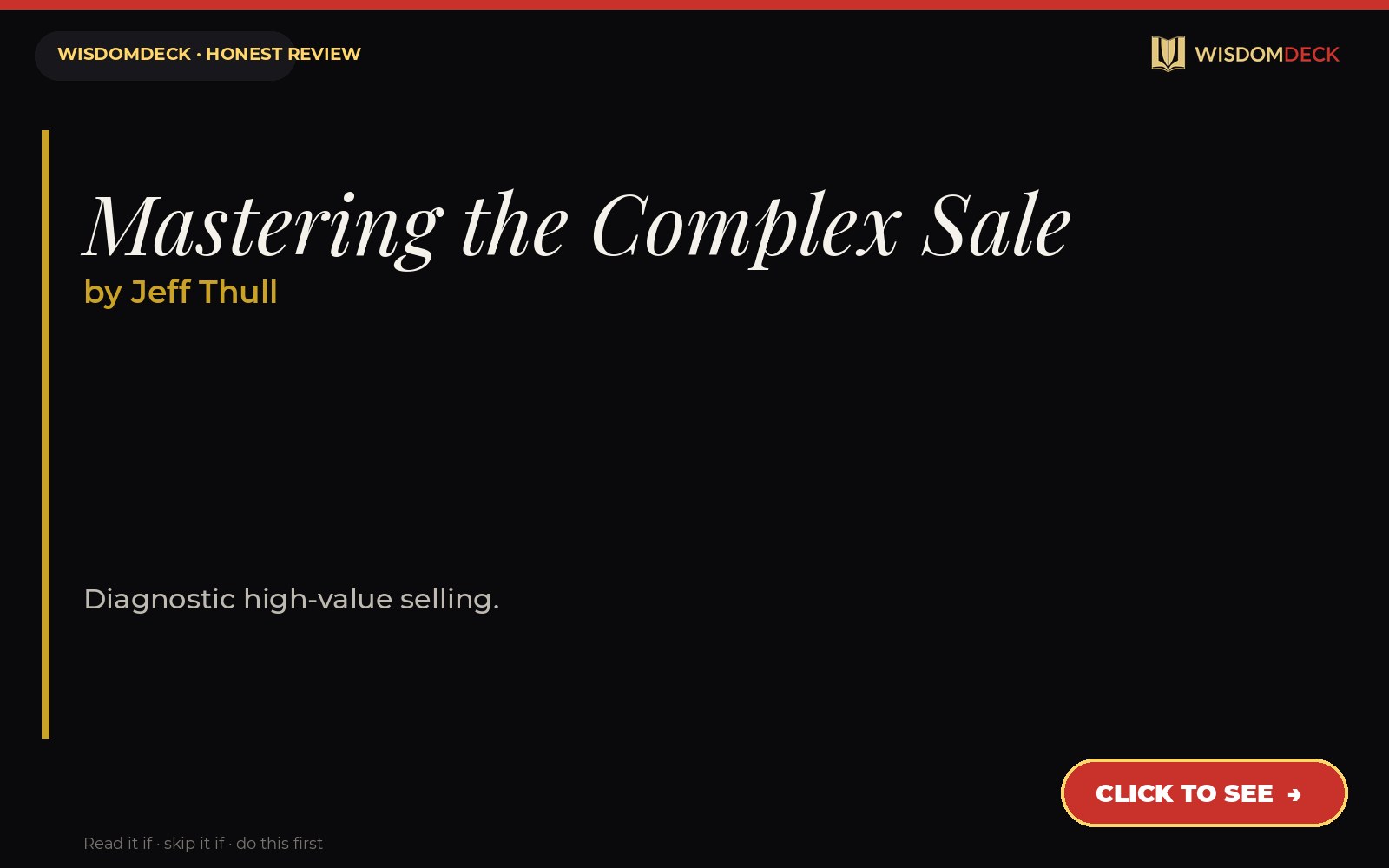 Mastering the Complex Sale by Jeff Thull — WisdomDeck review