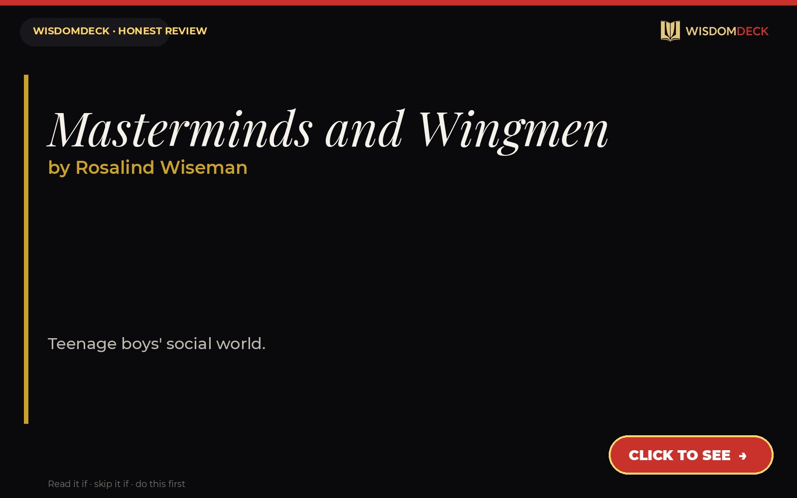 Masterminds and Wingmen by Rosalind Wiseman — WisdomDeck review
