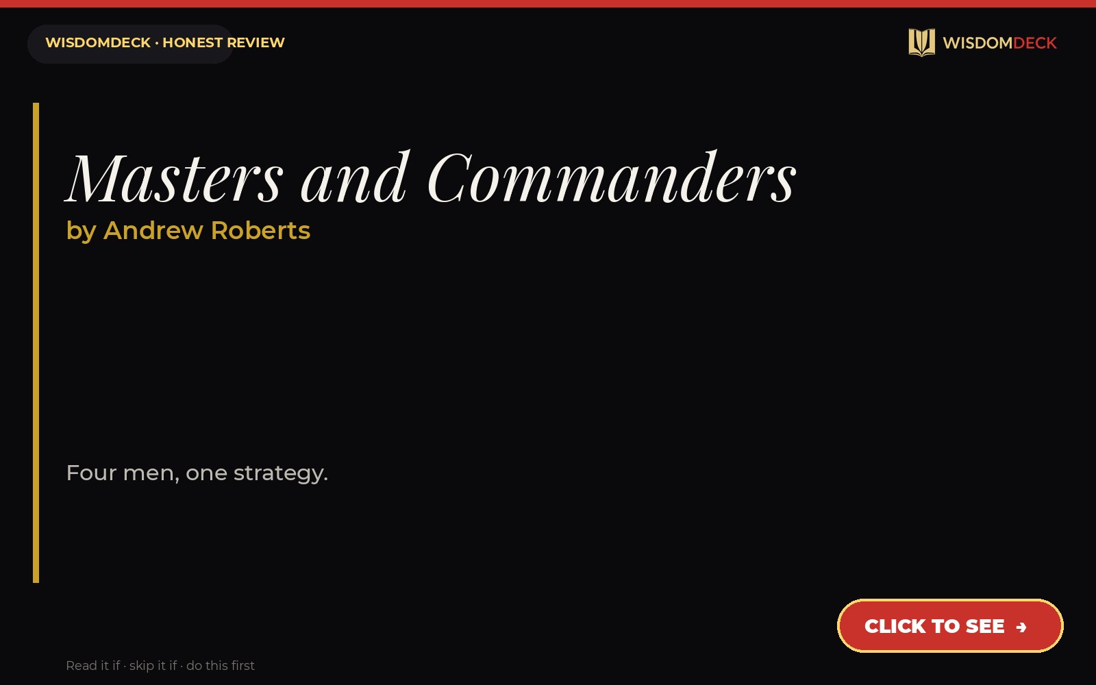 Masters and Commanders by Andrew Roberts — WisdomDeck honest review