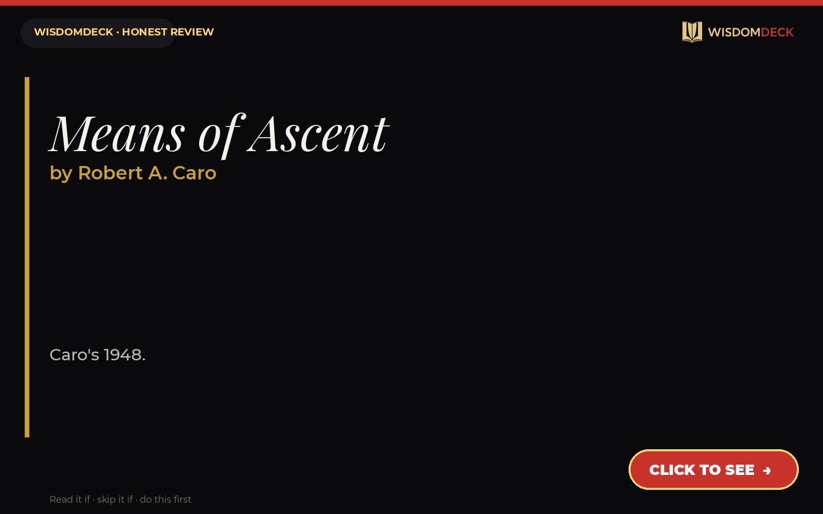 Means of Ascent by Robert A. Caro — WisdomDeck review