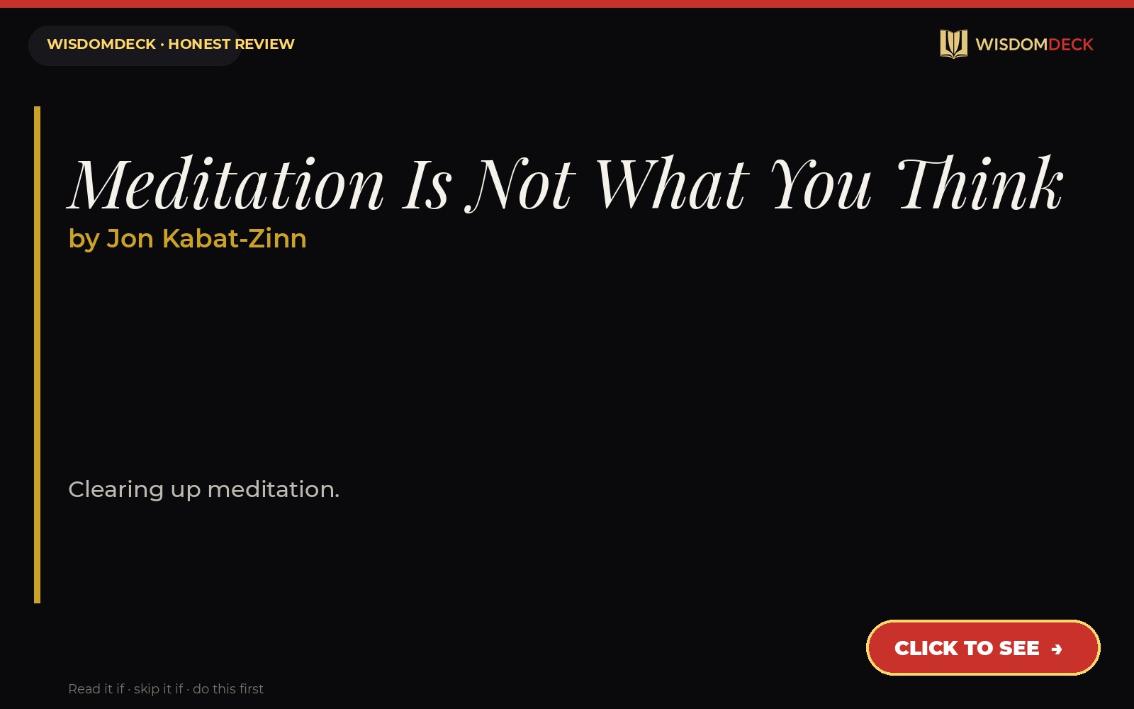 Meditation Is Not What You Think by Jon Kabat-Zinn — WisdomDeck review
