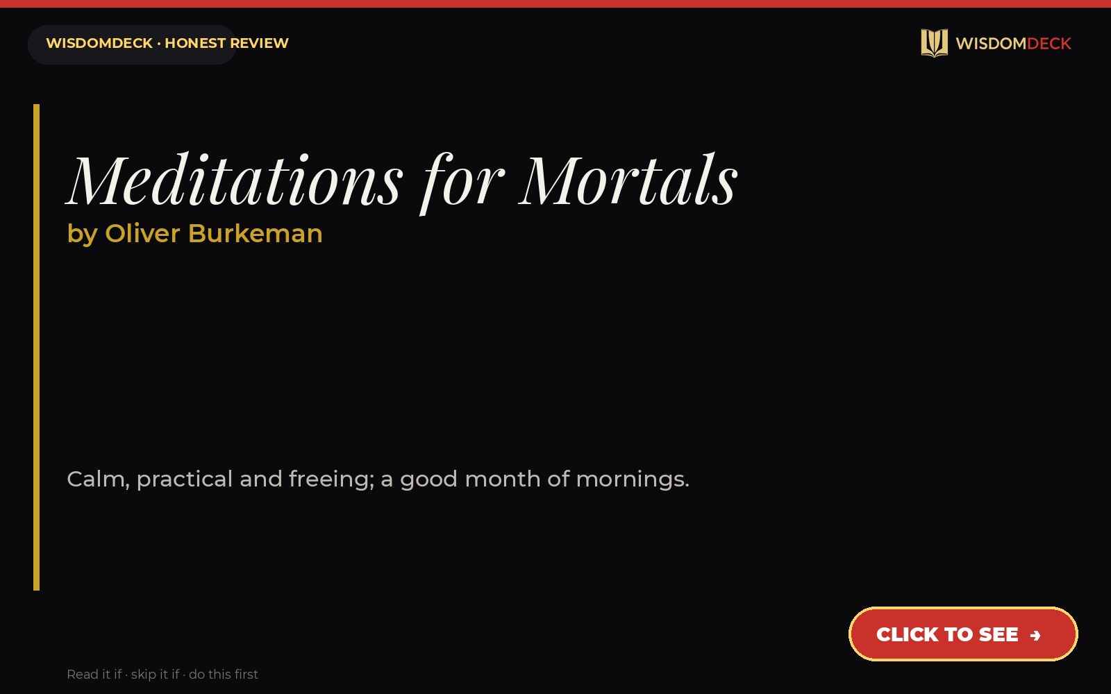 Meditations for Mortals by Oliver Burkeman — WisdomDeck review