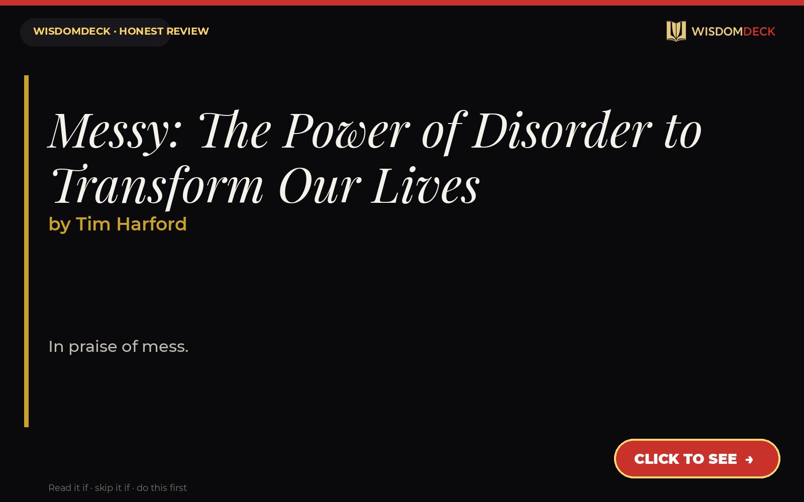 Messy by Tim Harford — WisdomDeck honest review