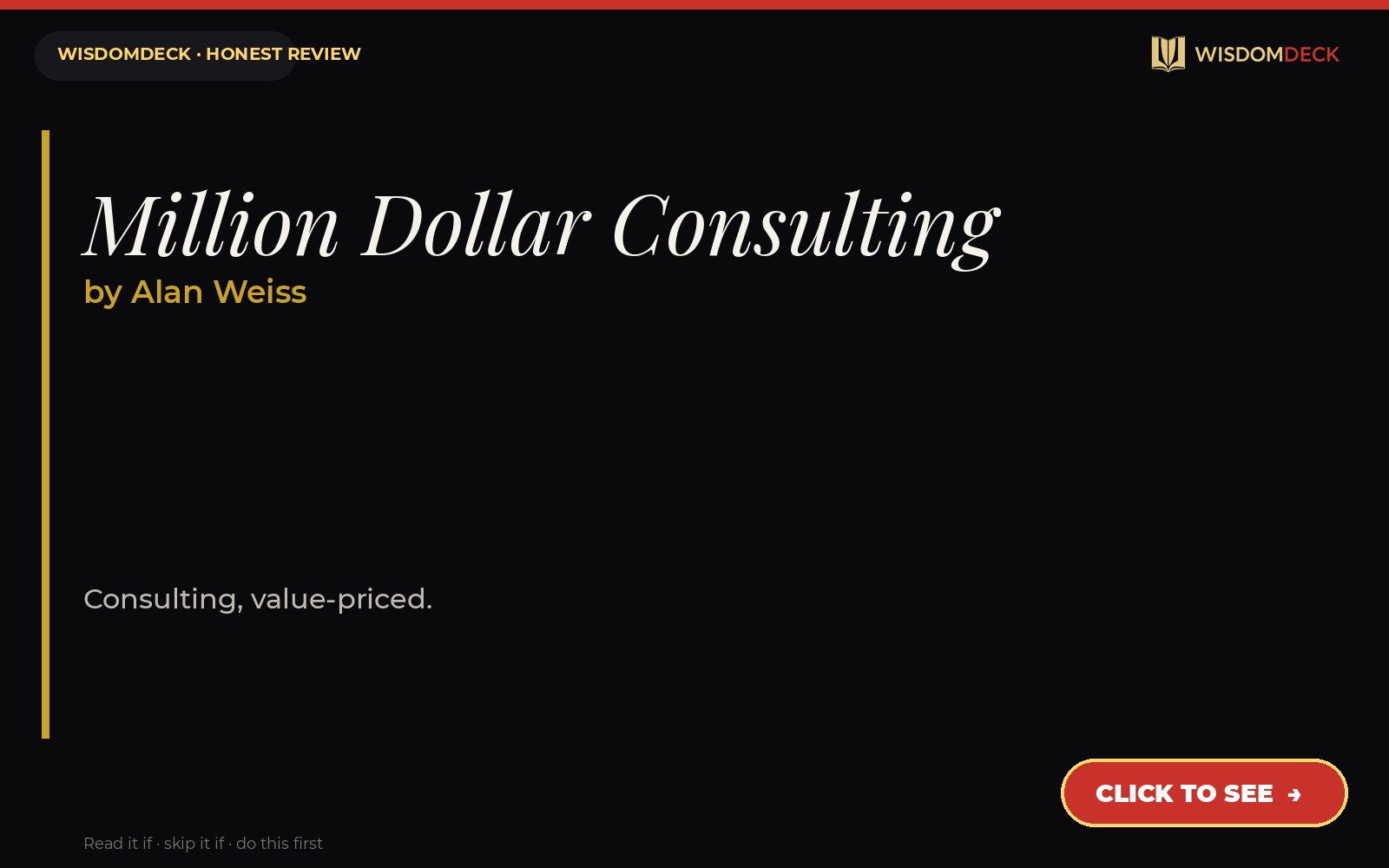Million Dollar Consulting by Alan Weiss — WisdomDeck review