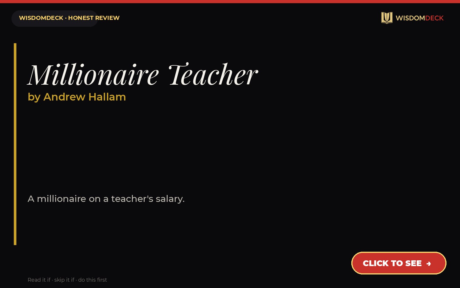Millionaire Teacher by Andrew Hallam — WisdomDeck review