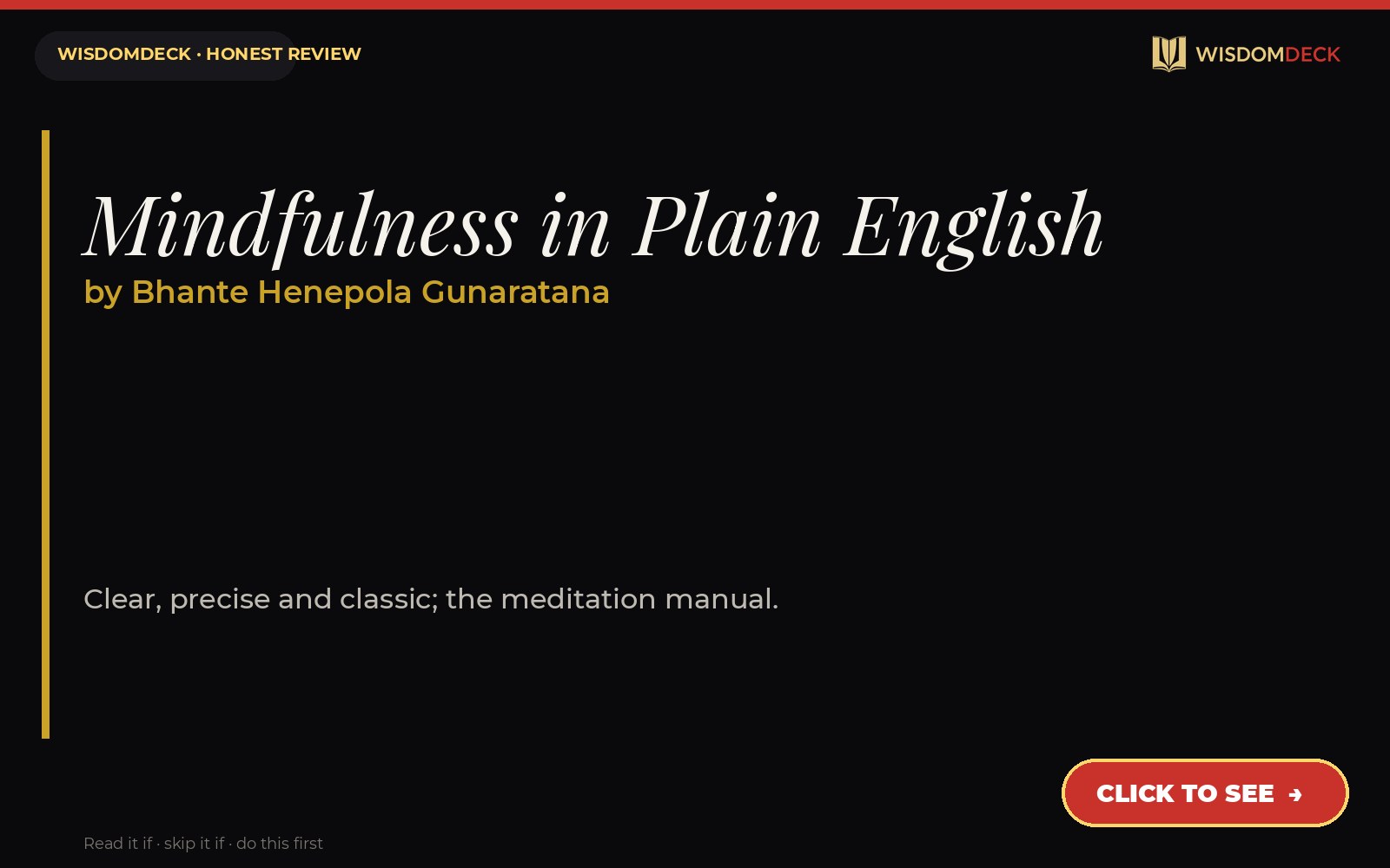 Mindfulness in Plain English by Bhante Henepola Gunaratana — WisdomDeck review