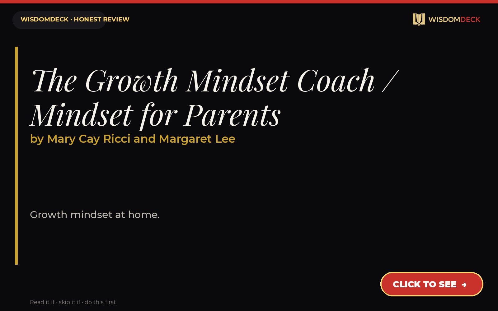 The Growth Mindset Coach / Mindset for Parents by Mary Cay Ricci and Margaret Lee — WisdomDeck review