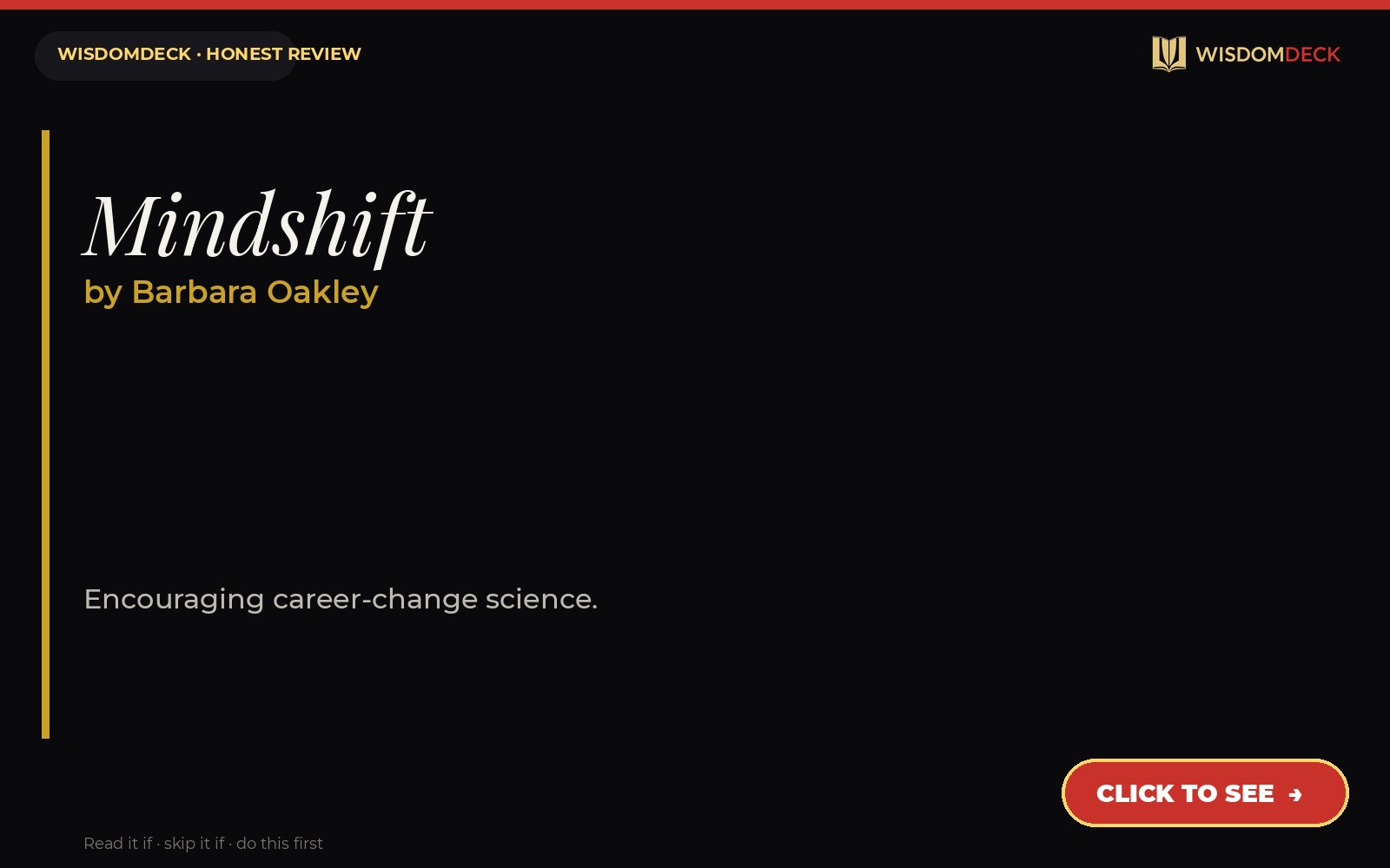Mindshift by Barbara Oakley — WisdomDeck review