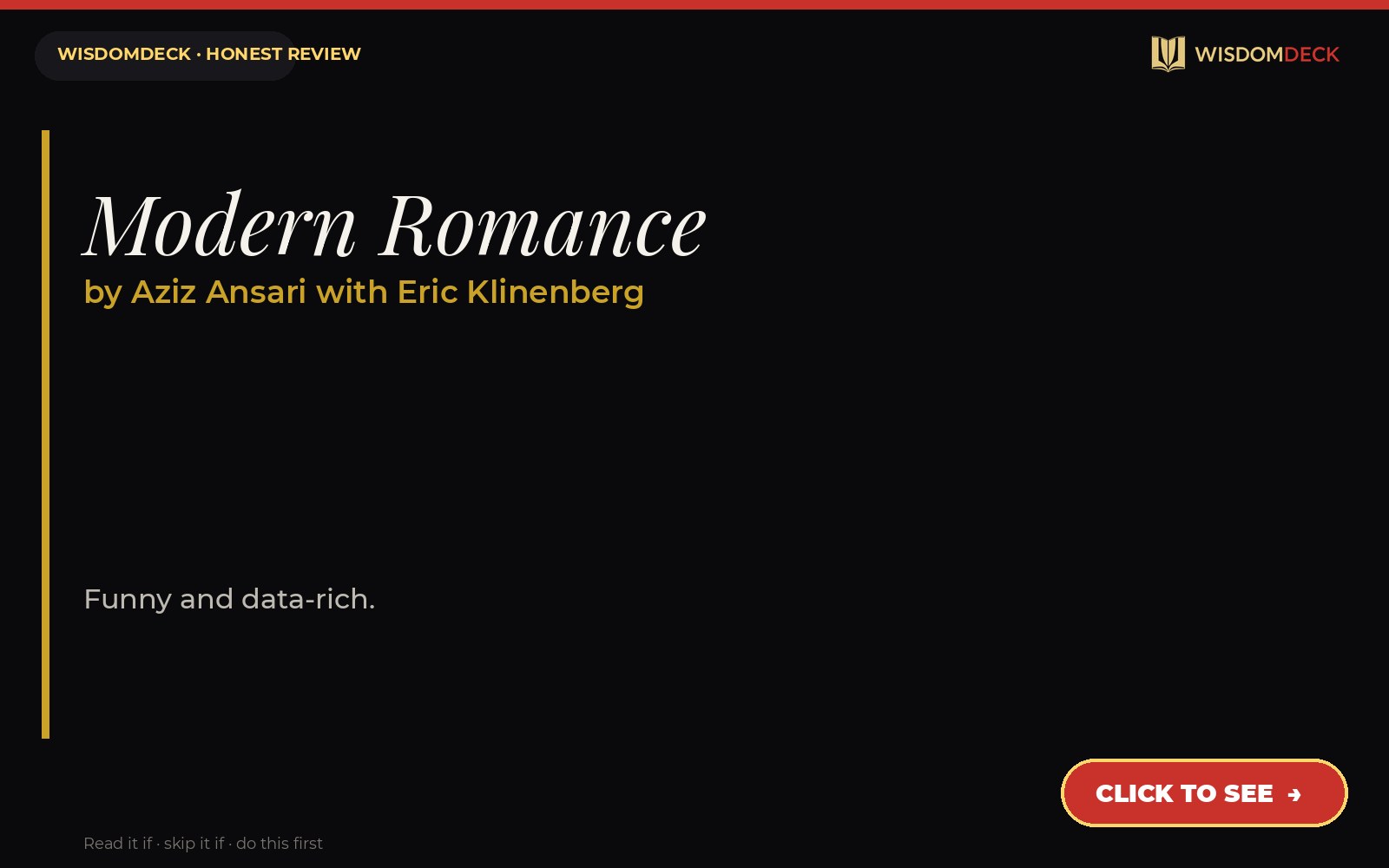 Modern Romance by Aziz Ansari with Eric Klinenberg — WisdomDeck review